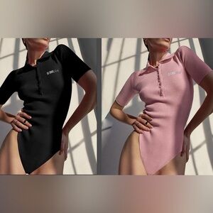 Black Collar-neck Bodysuit, Stylish Buttoned Bodysuit, Luxurious Cozy Loungewear